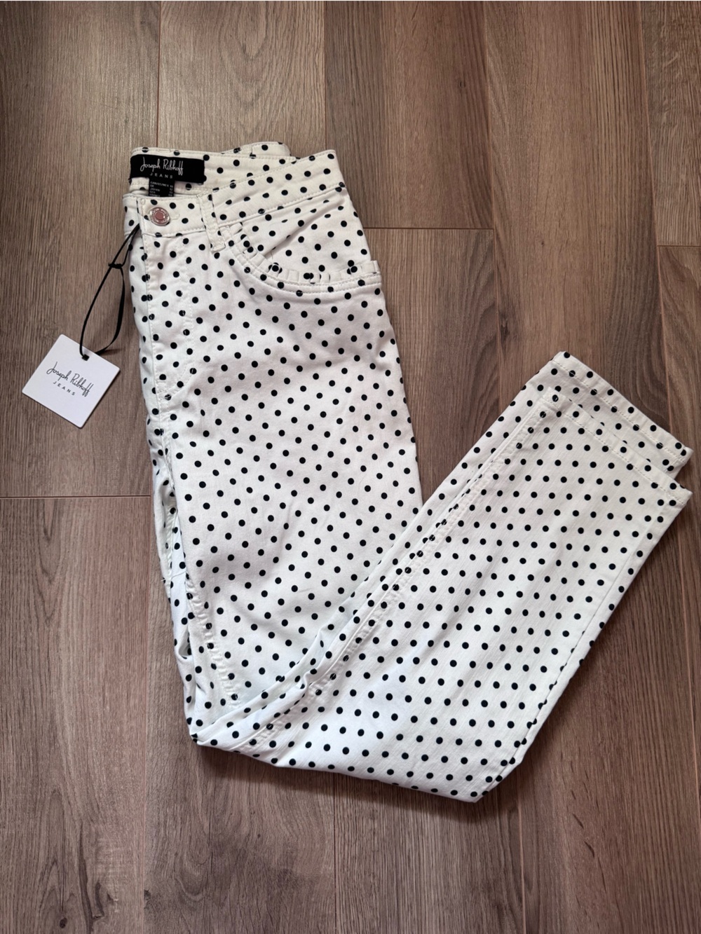 Joseph Ribkoff White Polkadot Skinny Jeans
